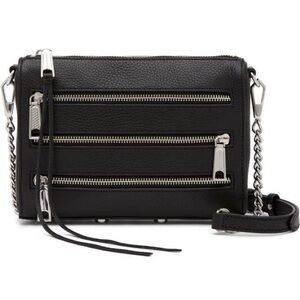 Rebecca Minkoff Black and Silver Crossbody Bag with Structured Design